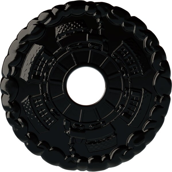 Ekena Millwork Kendall Train Station Medallion (Canopies up to 3 7/8"), 18 1/2"OD x 3 7/8"ID x 1"P, Black Pearl CM18KDBPS - main